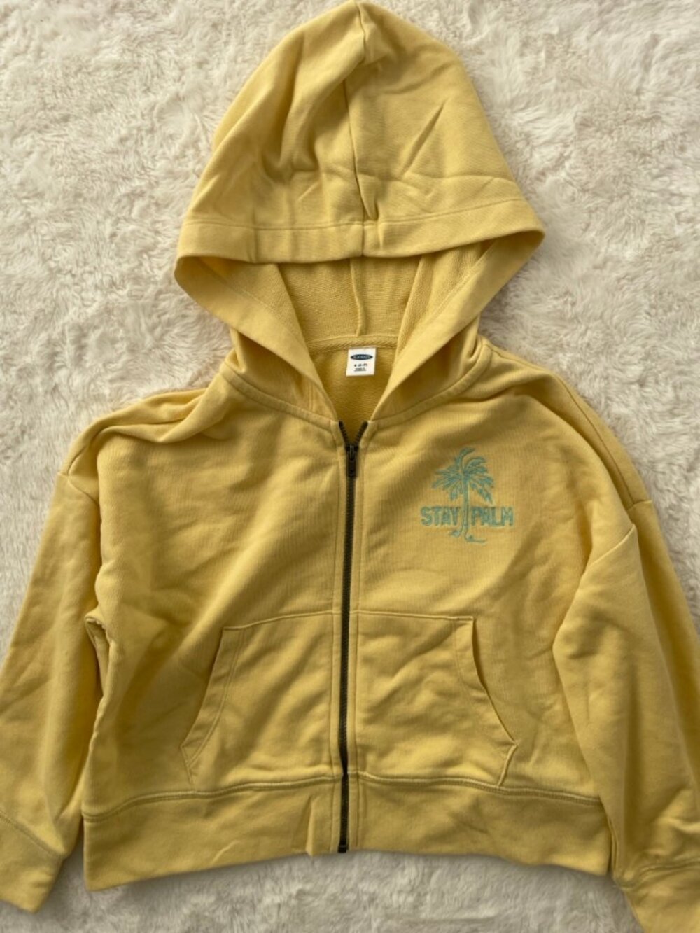 SALE! Old Navy Kids Yellow Stay Palm Zip Hoodie Size S (6-7)